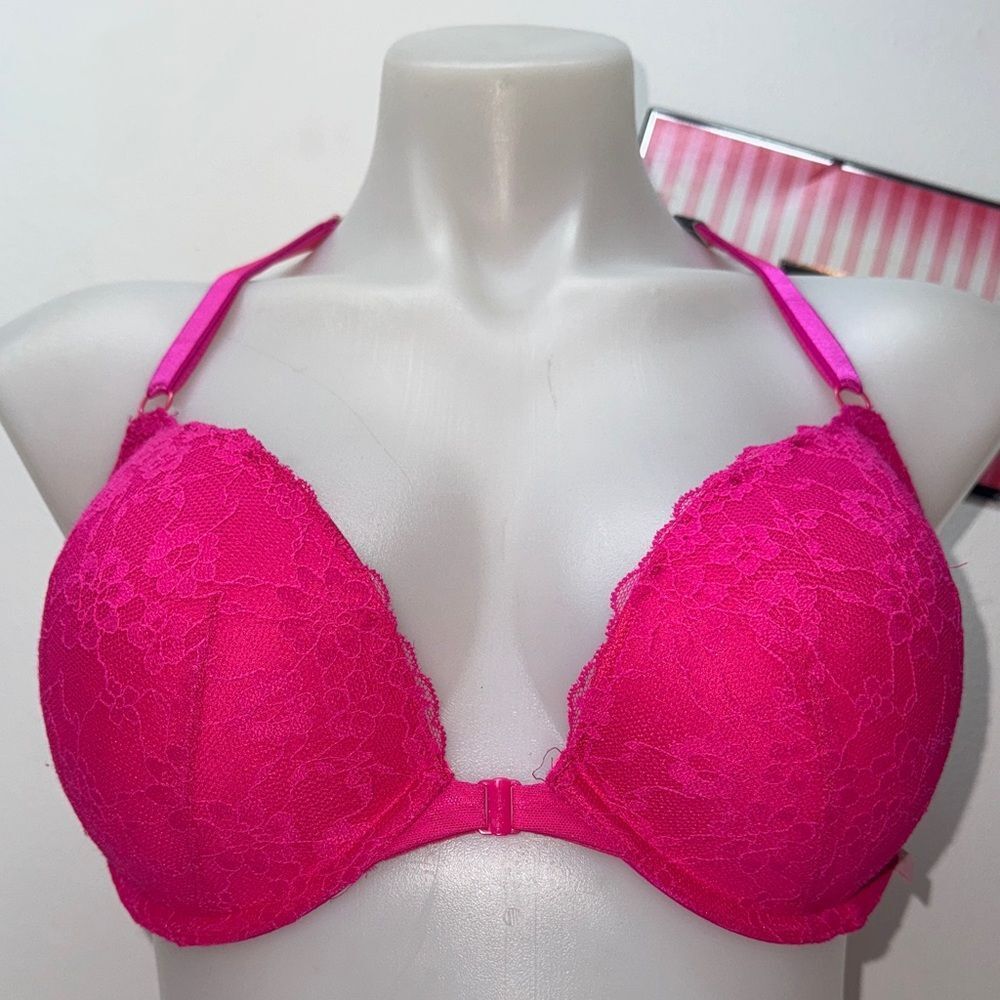 ✨Victoria’s Secret Lace Push-Up Bra in Vibrant Pink Sz 34DD pushup NWT